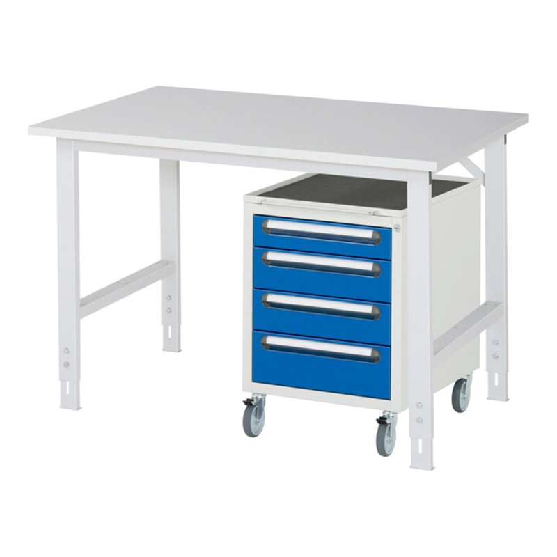 Rau Arbeitstisch Tom höhenverstellbar KM10, B1250xT800xH760-1080mm, M-Platte-22mm