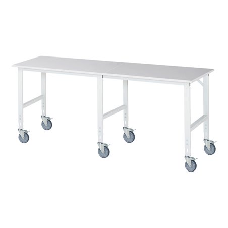 Rau Fahrbarer Arbeitstisch (HV) Tom (6 LR), B2500xT800xH910-1230mm, M-Platte-22mm