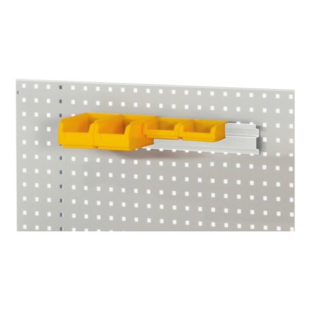 Rau Einhängeschiene 500 mm für Lochplatte, zur Aufnahme von Sichtlagerkästen, RAL7035