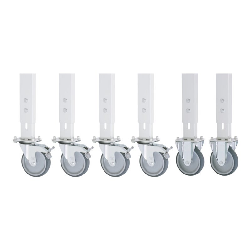 Rau Rollensatz Arbeitstisch Tom, 2 Bock- und 4 Lenkrollen mit Feststeller