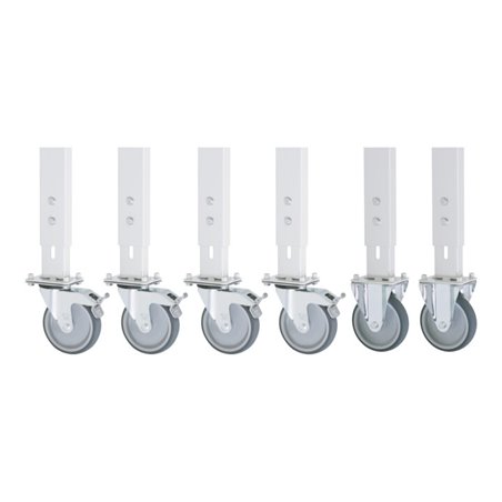 Rau Rollensatz Arbeitstisch Tom, 2 Bock- und 4 Lenkrollen mit Feststeller