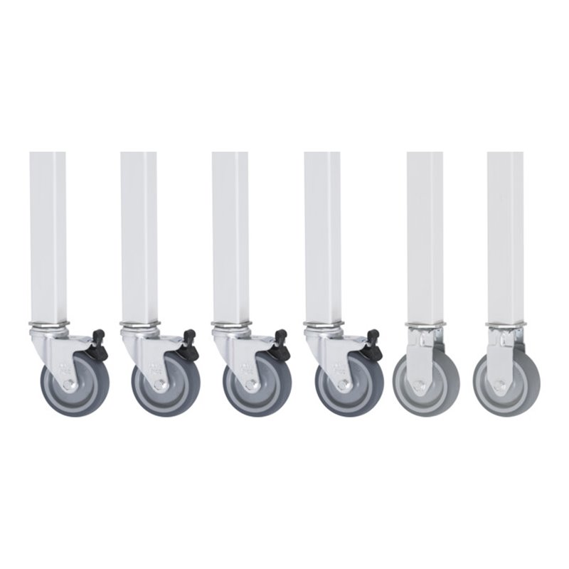 Rau Rollensatz Arbeitstisch Jerry, 2 Bock- und 4 Lenkrollen mit Feststeller