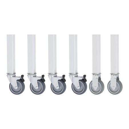 Rau Rollensatz Arbeitstisch Jerry, 2 Bock- und 4 Lenkrollen mit Feststeller