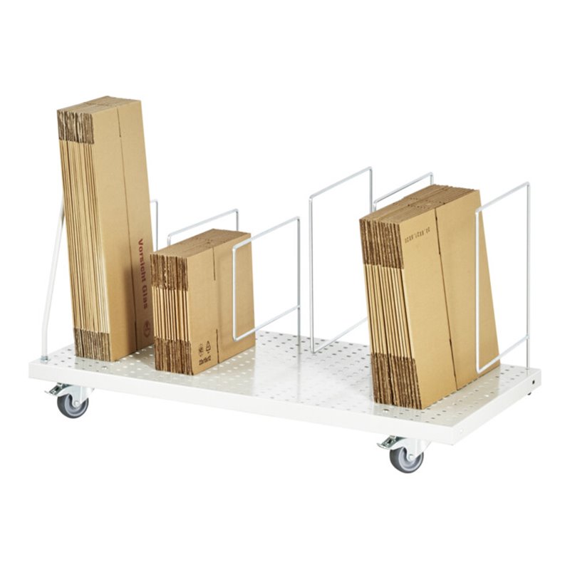 Rau Kartonagenmagazin, fahrbar, B1500(1415)xT650xH615mm, RAL7035