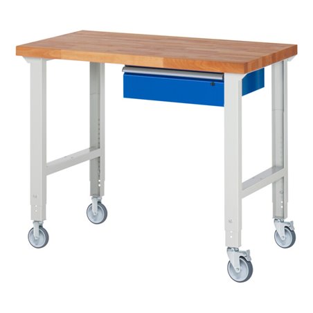 Rau Fahrbare Werkbank höhenverstellbar 7001A1, B1250xT700xH950-1000mm