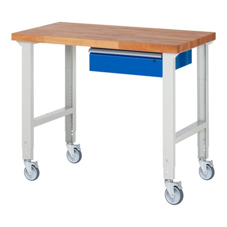 Rau Fahrbare Werkbank höhenverstellbar 7001A1, B1250xT700xH950-1000mm