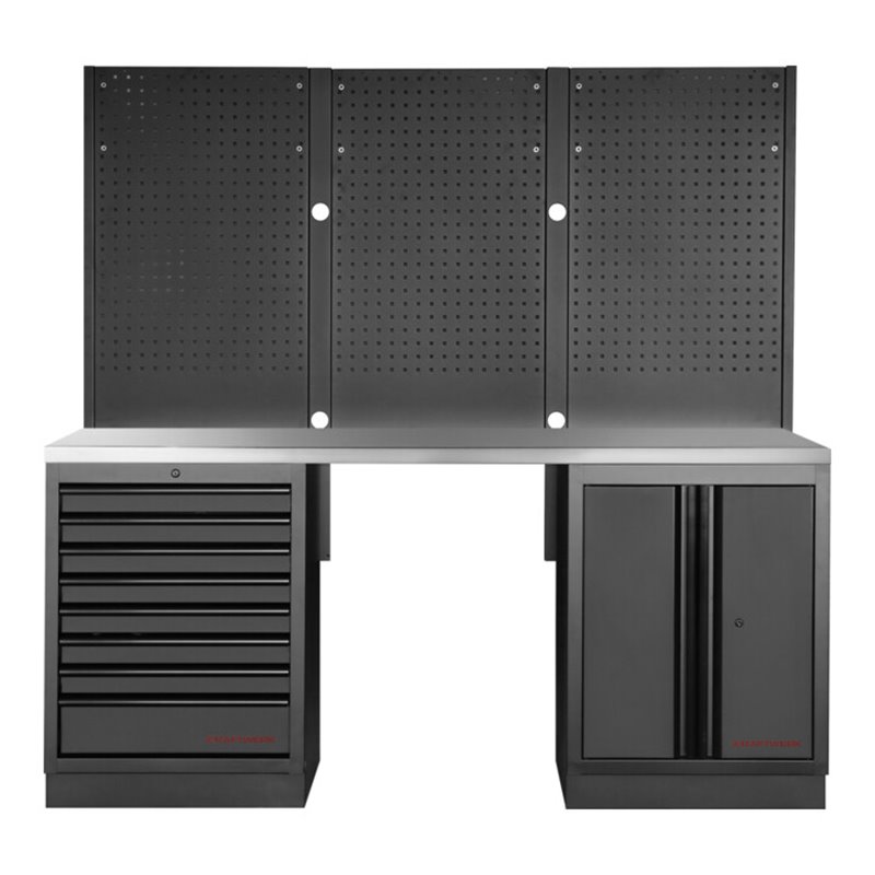 Kraftwerk Mobilio 3er Kombi mit Lochwand, Edelstahl