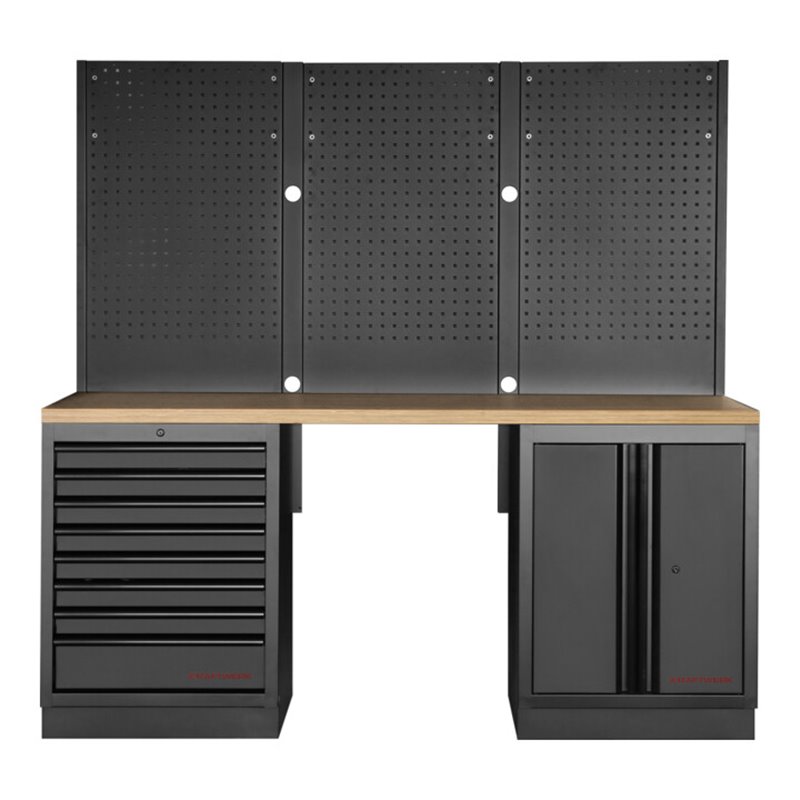 Kraftwerk Mobilio 3er Kombi mit Lochwand, Buche Multiplex