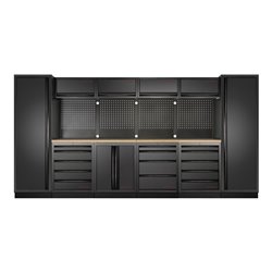 Kraftwerk Mobilio 6er Kombi, 4 x Oberschrank. Lochwand, Buche