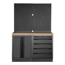 Kraftwerk Mobilio 2er Kombi Lochwand, Buche Mulipl., 5 Schubladen