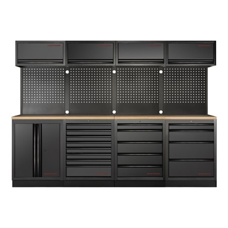 Kraftwerk Mobilio 4er Kombi, 4x Oberschrank, Lochwand, Buche