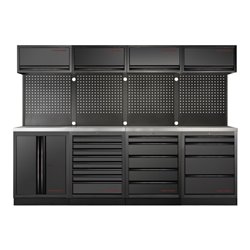 Kraftwerk Mobilio 4er Kombi, 4x Oberschrank,Lochwand, Edelstahl