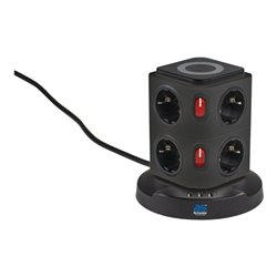 as-Schwabe Steckdosenturm, 8 fach, IP 20