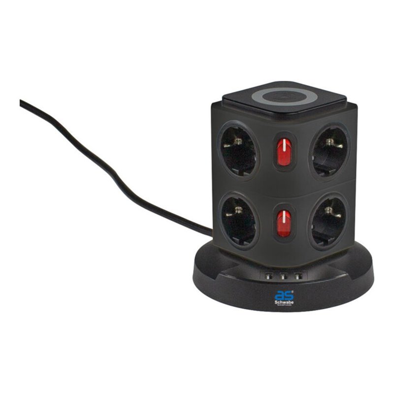 as-Schwabe Steckdosenturm, 8 fach, IP 20