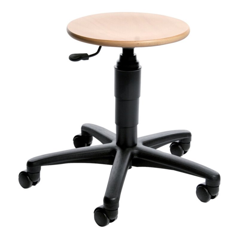 Drehhocker TEC 60 Holz Rundsitz Sitzhöhe 390-520 mm mit Rollen