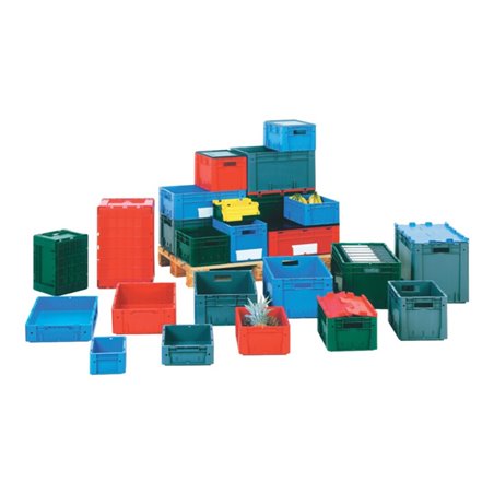 LA-KA-PE Transport-Stapelkasten B400xT320xH320 mm blau Auflast 600kg mit Griffloch