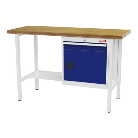 STIER Kastenwerkbank lichtgrau/enzianblau 575 mm