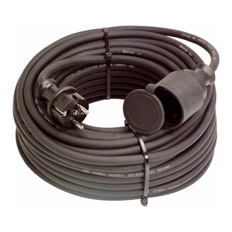 as-Schwabe Gummi-Kabelverlängerung 50m, IP44, H07RN-F3G1,5