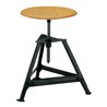 Bandstahl-Drehhocker Holz Rundsitz, RAL 9005 Dreibein, Höhe 400-600mm Sitzfläche