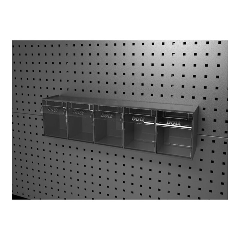 bott Klarsichtmagazin B600xT142xH168 mm mit 5 Kästen für Lochplatten