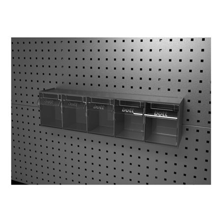 bott Klarsichtmagazin B600xT142xH168 mm mit 5 Kästen für Lochplatten