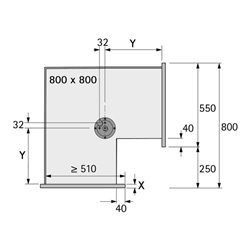 Hettich Küchenunterschrank Eckschrankdrehbeschlag Revo 90° 9080040 KB 800mm, silber