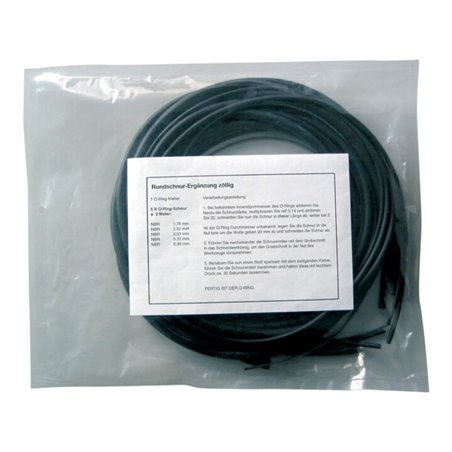 Rundschnur Ergänzungs-Set NBR 70, zöllig, 1xKleber + 5xSchnur a 2m, Durchmesser 1,78-6,99mm