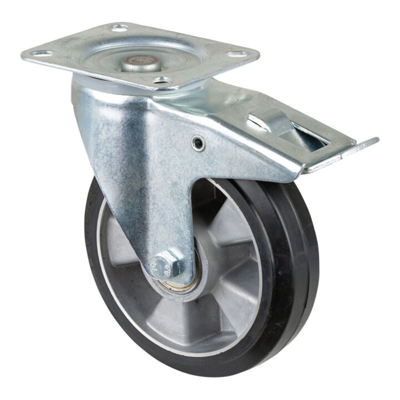 BS Rollen Lenkrolle mit Totalfeststeller, Durchmesser 180mm, L420.B80 300kg, Stahl