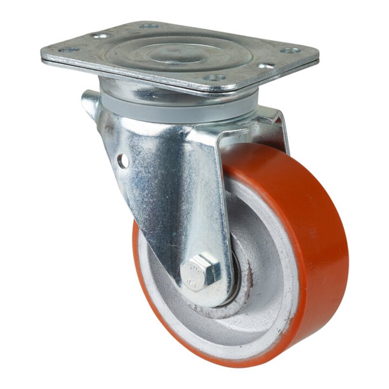 BS Rollen Lenkrolle N100.C10, mit Platte, Durchmesser 125, B 50mm 550kg, Guss-Polyurethan