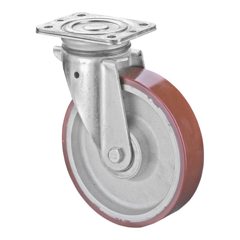 BS Rollen Lenkrolle N100.C10, mit Platte, Durchmesser 200, B 50mm 600kg, Guss-Polyurethan