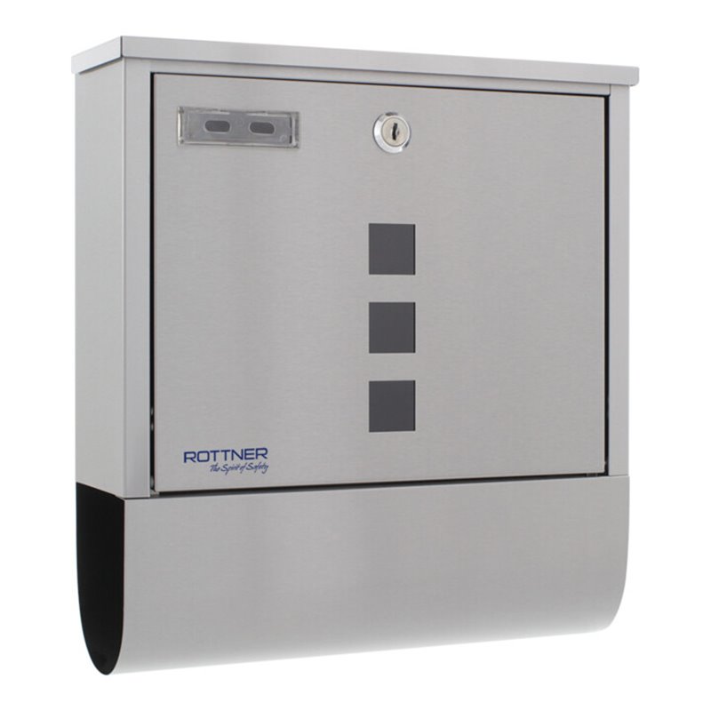 ROTTNER Briefkasten Costa mit Zylinderschloss Edelstahl matt gebürstet
