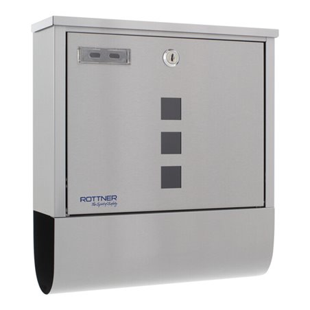 ROTTNER Briefkasten Costa mit Zylinderschloss Edelstahl matt gebürstet