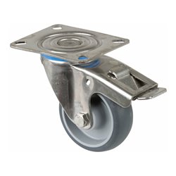 BS Rollen Lenkrolle m.Totalfestst., Durchmesser 80mm, H120.B43, 60kg Edelstahl