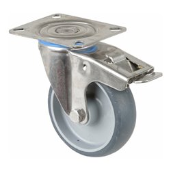 BS Rollen Lenkrolle m.Totalfestst., Durchmesser 100mm, H120.B43, 80kg Edelstahl