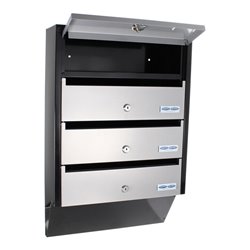 ROTTNER Briefkasten Depot 4,abschließb. silber/schwarz schwarz pulverbesch.