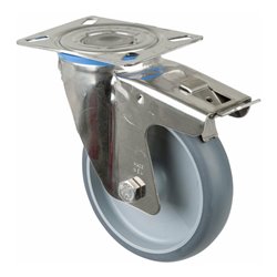 BS Rollen Lenkrolle m.Totalfestst. Rad, Durchmesser 150mm, H120.B43, 140kg Edelstahl