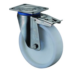 BS Rollen Lenkrolle HS120.B14, m.Totalfestst. m.Platte, Ø200, B50mm, 700kg