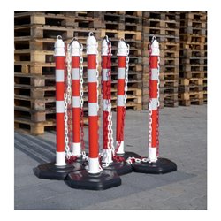 TEMKA Kettenpfosten - Set, r/w 6 Pfosten + 5x3m Kette