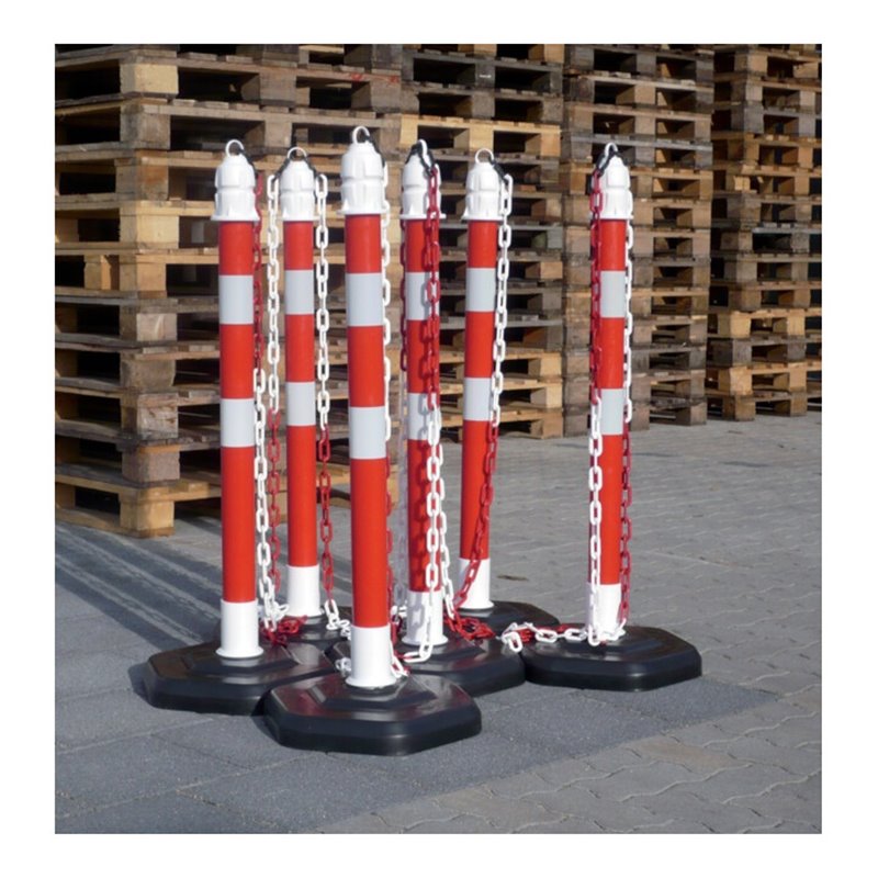 TEMKA Kettenpfosten - Set, r/w 6 Pfosten + 5x3m Kette