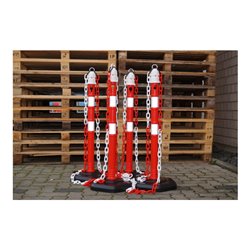 TEMKA Kettenpfosten - Set, r/w 6 Pfosten + 5x3m Kette