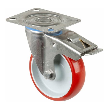 BS Rollen Lenkrolle m.Totalfestst. Rad, Durchmesser 100mm, H120.B26, 130kg Edelstahl