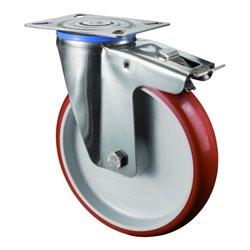 BS Rollen Lenkrolle m.Totalfestst. Rad, Durchmesser 200mm, H120.B26, 200kg Edelstahl