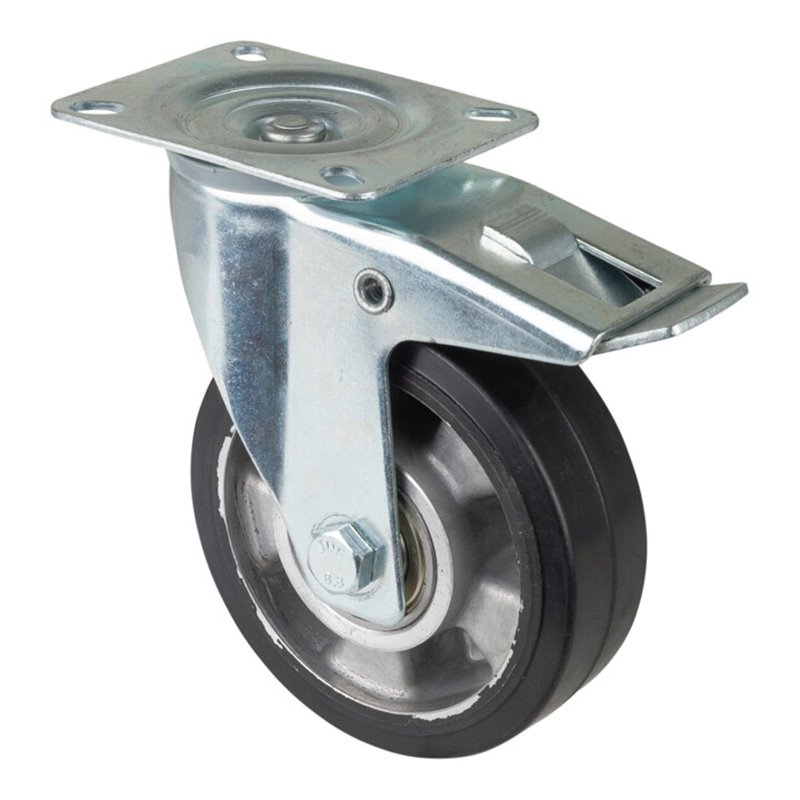 BS Rollen Lenkrolle mit Totalfeststeller, Durchmesser 125mm, LS420.B80 150kg, Stahl