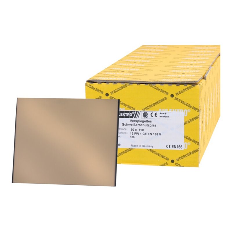 Schweißerschutzglas DIN 13 (90 x 110 mm) verspiegelt