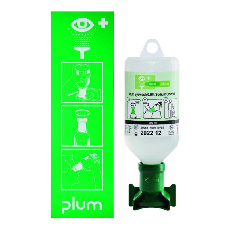 PLUM Augenspülstation, inkl. Fl., 500 ml u. Wandhalter