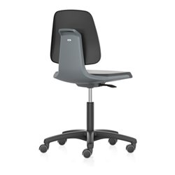 bimos Arbeitsstuhl Labsit 2, K-Leder anthrazit Sitzhöhe 450-650 mm mit Rollen
