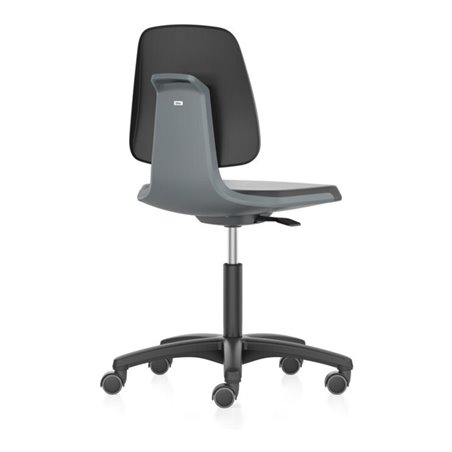 bimos Arbeitsstuhl Labsit 2, K-Leder anthrazit Sitzhöhe 450-650 mm mit Rollen