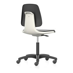 bimos Arbeitsstuhl Labsit 2, K-Leder weiß Sitzhöhe 450-650 mm mit Rollen