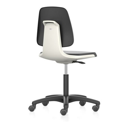 bimos Arbeitsstuhl Labsit 2, K-Leder weiß Sitzhöhe 450-650 mm mit Rollen