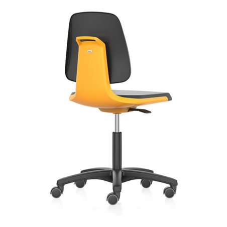 bimos Arbeitsstuhl Labsit 2, K-Leder orange Sitzhöhe 450-650 mm mit Rollen